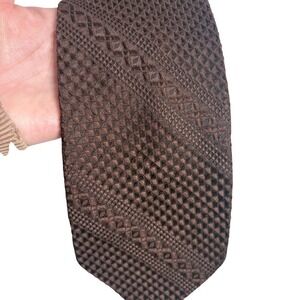 Pierre Cardin Textured Brown Tie Vintage Classic Formal Retro Office